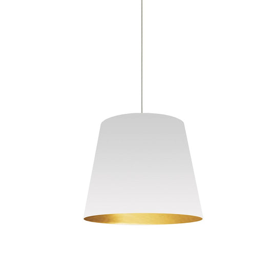 Dainolite Tapered Drum 14in 1-Light Pendant | White Gold Fabric and Matte White | Kitchen Island & Dining Room | 14 x 14 x 14 in | Model OD-S-692