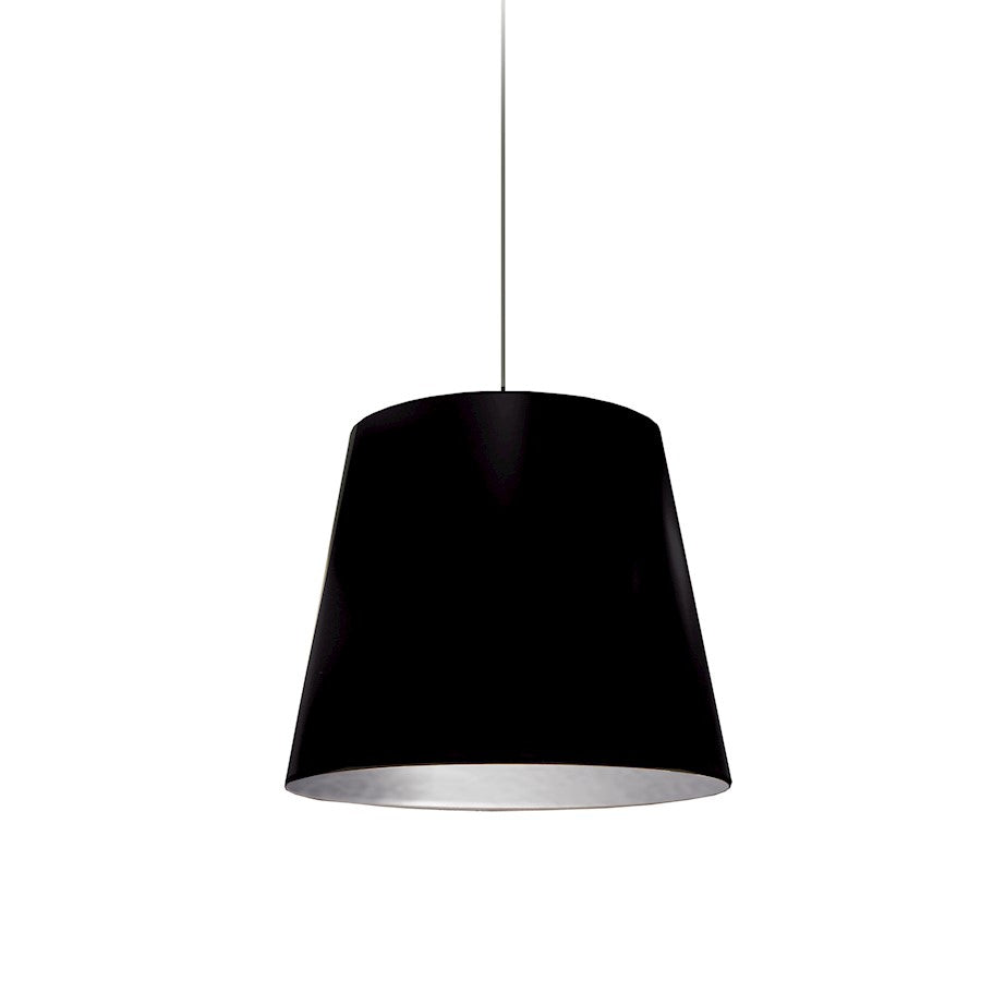 Dainolite OD-S-697 1-Light Tapered Drum Pendant | Black Fabric and Polished Chrome Metal | Kitchen Island & Dining Room | 14 x 14 x 14 in | Model OD-S-697