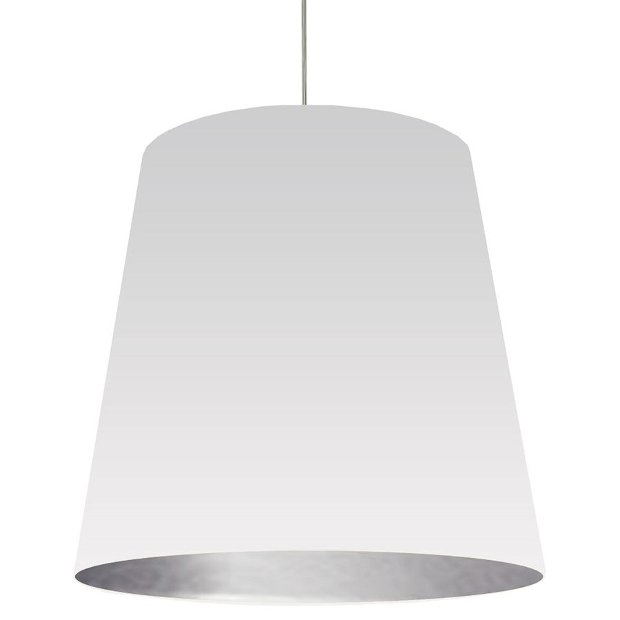 Dainolite Oversized Drum 32in 1-Light Pendant | White Silver Fabric and Polished Chrome | Living Room & Foyer | 32 x 32 x 32 in | Model OD-XL-691