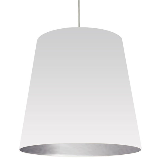 Dainolite Oversized Drum 32in 1-Light Pendant | White Silver Fabric and Polished Chrome | Living Room & Foyer | 32 x 32 x 32 in | Model OD-XL-691