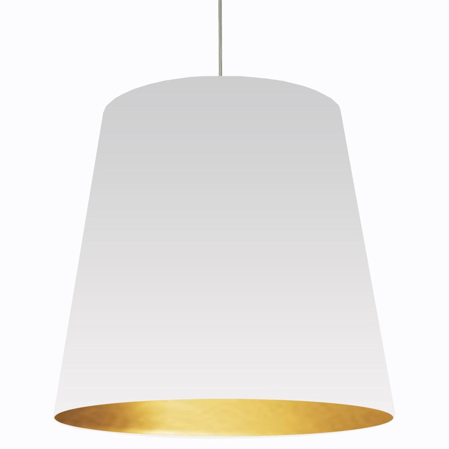 Dainolite Oversized Drum 32in 1-Light Pendant | White Gold Fabric and Polished Chrome | Living Room & Foyer | 26 x 32 x 32 in | Model OD-XL-692