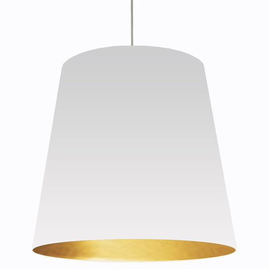 Dainolite Oversized Drum 32in 1-Light Pendant | White Gold Fabric and Polished Chrome | Living Room & Foyer | 26 x 32 x 32 in | Model OD-XL-692