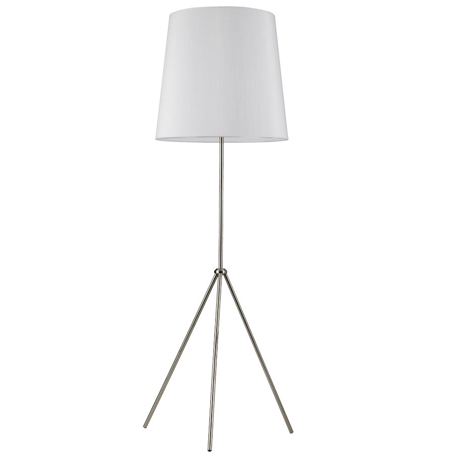 Dainolite Tripod 20in 1-Light Floor Lamp | Industrial White Metal and Jute Shade | Living Room & Reading Nook | 20 x 20 x 72 in | Model OD3-F-790-SC