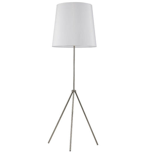 Dainolite Tripod 20in 1-Light Floor Lamp | Industrial White Metal and Jute Shade | Living Room & Reading Nook | 20 x 20 x 72 in | Model OD3-F-790-SC