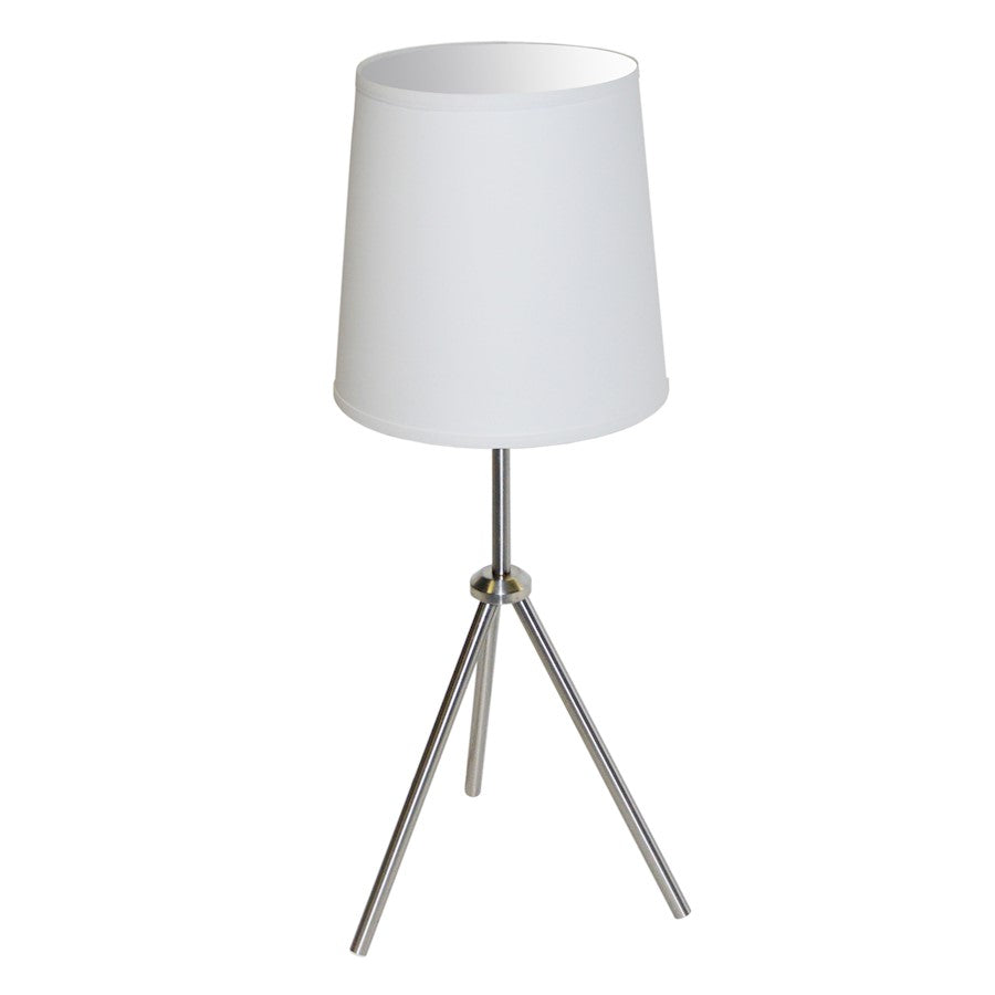 Dainolite Oversized Drum 10in Table Lamp | Modern Satin Chrome Metal and Silver Shade | Living Room & Bedroom Desk Light | 10 x 10 x | Model OD3T-S-790-SC