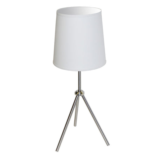 Dainolite Oversized Drum 10in Table Lamp | Modern Satin Chrome Metal and Silver Shade | Living Room & Bedroom Desk Light | 10 x 10 x | Model OD3T-S-790-SC