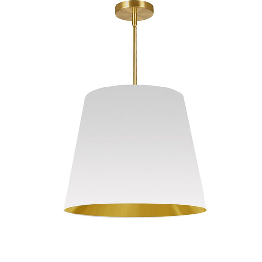 Dainolite Oversized Drum 20in 1-Light Pendant | Modern White/Gold Fabric and Polished Chrome | Kitchen Island & Dining Room | Model ODR-M-692