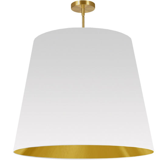 Dainolite Oversized Drum 32in 1-Light Pendant | Modern White/Gold Fabric and Polished Chrome Metal | Kitchen Island & Dining Room | Model ODR-XL-692
