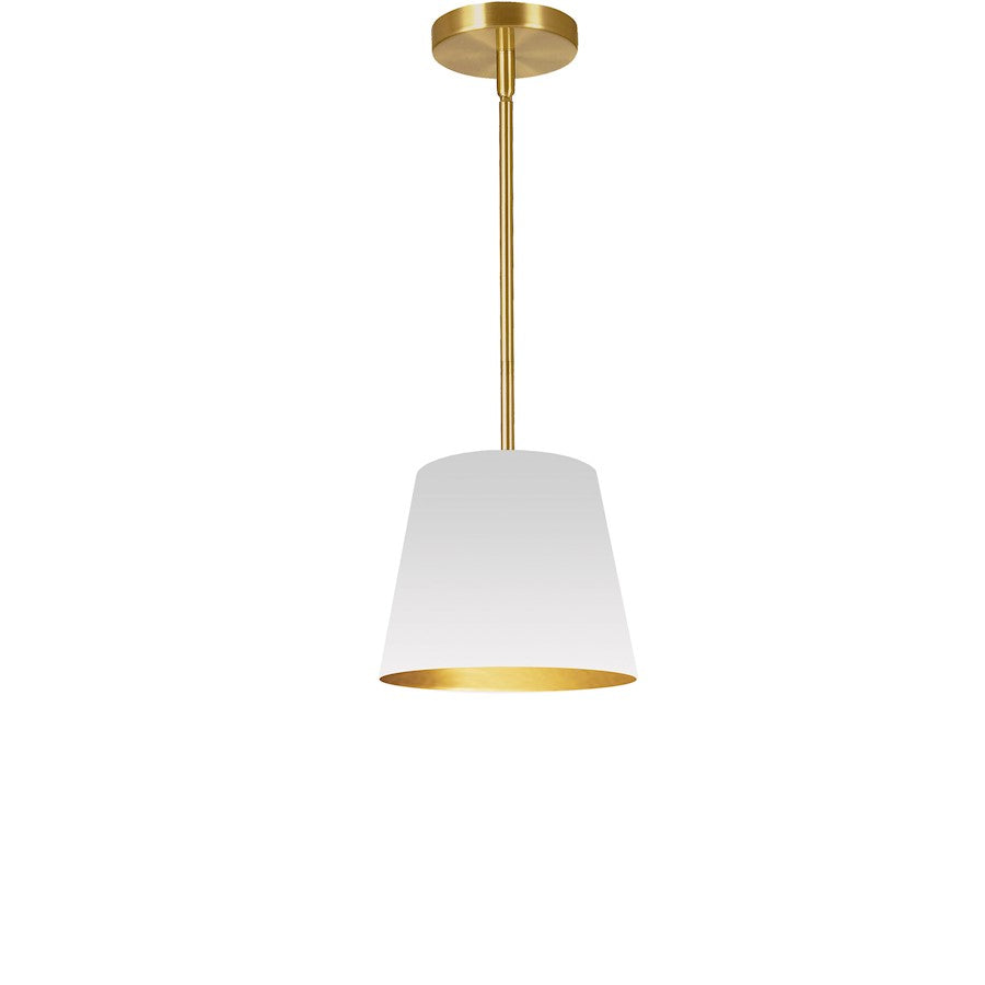 Dainolite Oversized Drum 10in 1-Light Pendant | Modern White Fabric and Gold with Polished Chrome Metal | Kitchen Island & Dining Room | Model ODR-XS-692