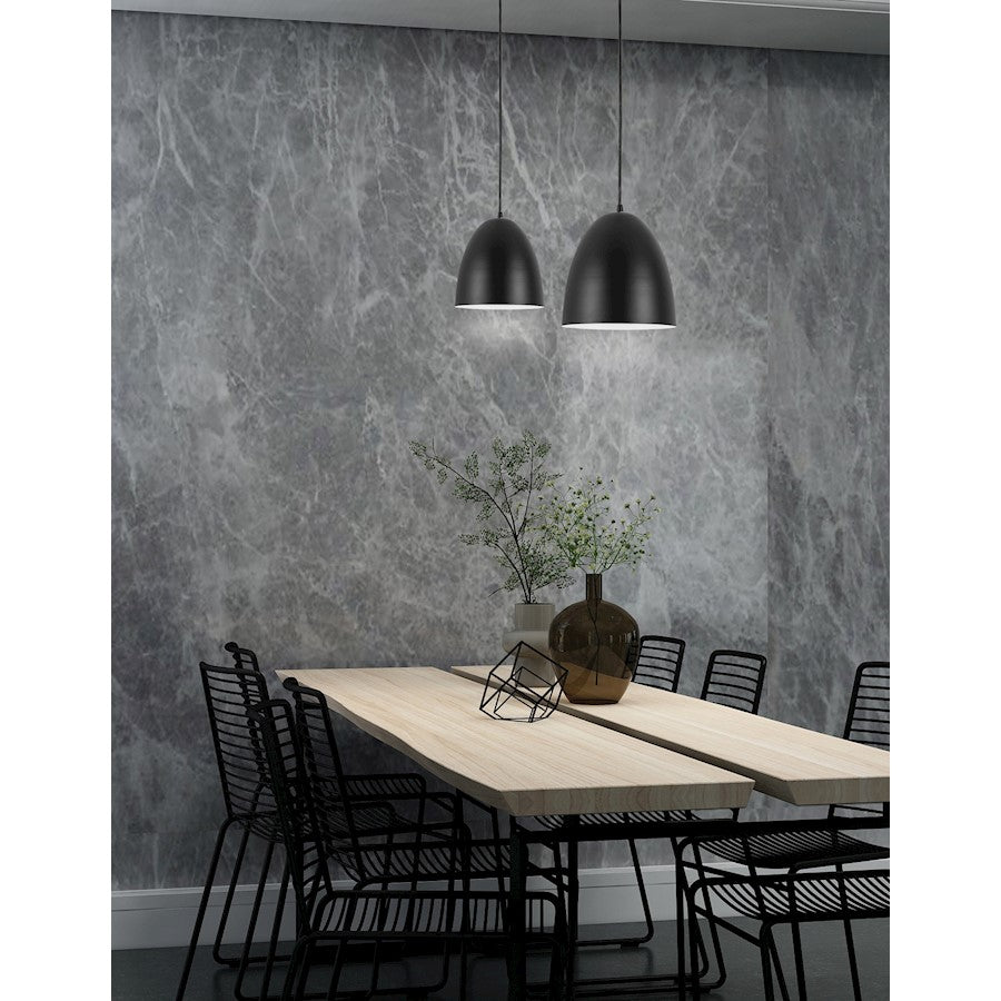 Dainolite Ofelia 11.75in 1-Light Pendant | Transitional Matte Black Metal Dome | Kitchen Island & Dining Room | Model OFE-111P-MB