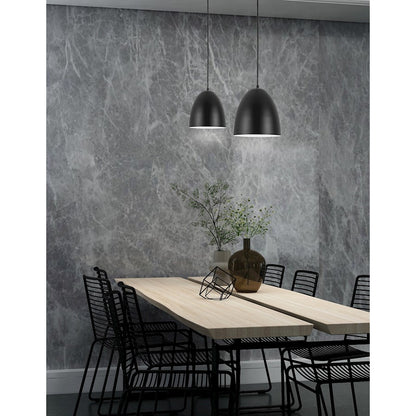 Dainolite Ofelia 11.75in 1-Light Pendant | Transitional Matte Black Metal Dome | Kitchen Island & Dining Room | Model OFE-111P-MB