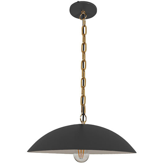 Dainolite Ofelia 16in 1-Light Pendant | Transitional Matte Black and Aged Brass Metal | Kitchen Island & Dining Room | Model OFE-151P-MB-AGB