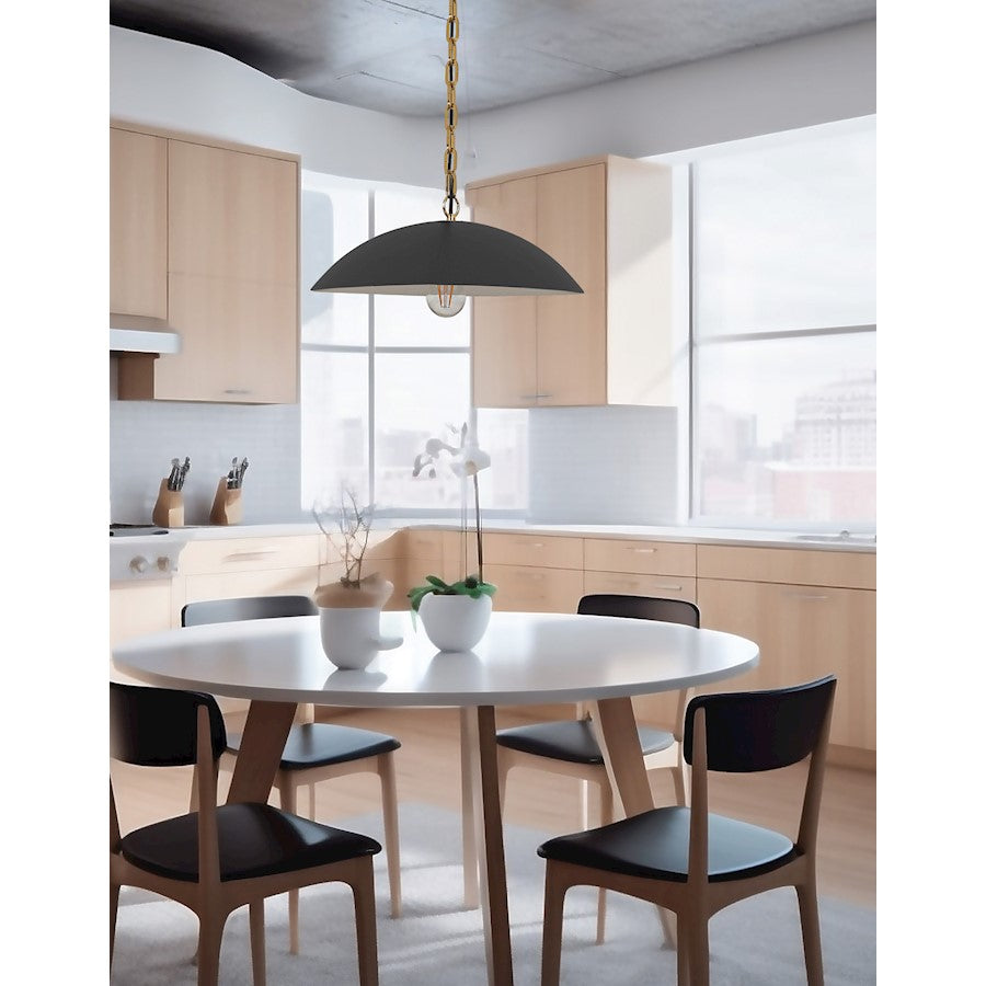 Dainolite Ofelia 16in 1-Light Pendant | Transitional Matte Black and Aged Brass Metal | Kitchen Island & Dining Room | Model OFE-151P-MB-AGB