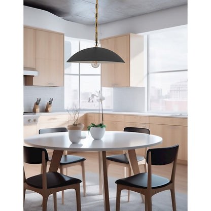 Dainolite Ofelia 16in 1-Light Pendant | Transitional Matte Black and Aged Brass Metal | Kitchen Island & Dining Room | Model OFE-151P-MB-AGB