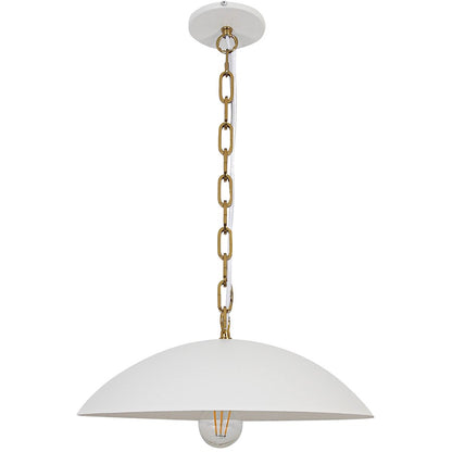 Dainolite Ofelia 16in 1-Light Pendant | Transitional Matte White and Aged Brass Metal | Kitchen Island & Dining Room | Model OFE-151P-MW-AGB