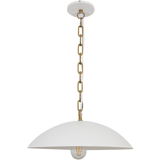 Dainolite Ofelia 16in 1-Light Pendant | Transitional Matte White and Aged Brass Metal | Kitchen Island & Dining Room | Model OFE-151P-MW-AGB