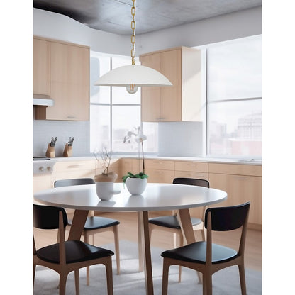 Dainolite Ofelia 16in 1-Light Pendant | Transitional Matte White and Aged Brass Metal | Kitchen Island & Dining Room | Model OFE-151P-MW-AGB