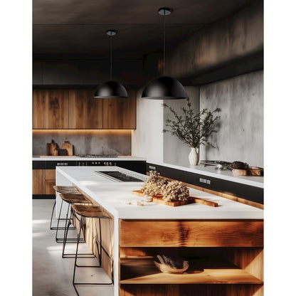 Dainolite Ofelia 16in 1-Light Pendant | Transitional Matte Black Metal | Kitchen Island & Dining Room | 16 x 16 x 8 in | Model OFE-161P-MB-MB