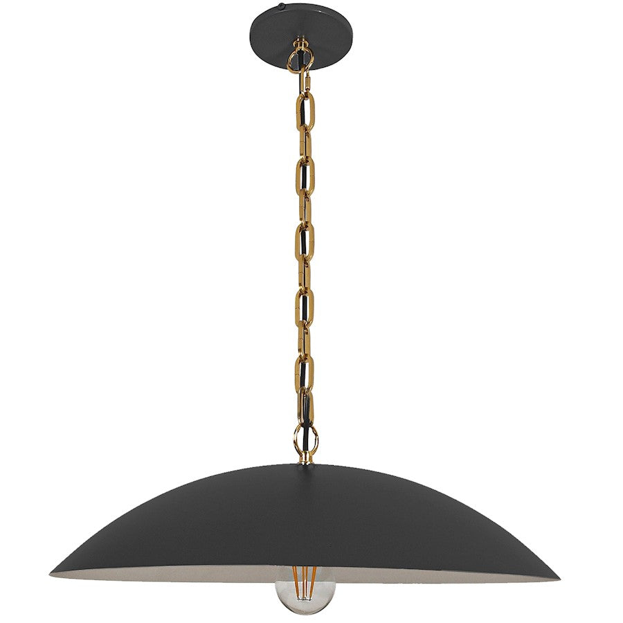 Dainolite Ofelia 20in 1-Light Pendant | Transitional Matte Black and Aged Brass Metal | Kitchen Island & Dining Room | Model OFE-191P-MB-AGB