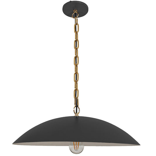 Dainolite Ofelia 20in 1-Light Pendant | Transitional Matte Black and Aged Brass Metal | Kitchen Island & Dining Room | Model OFE-191P-MB-AGB