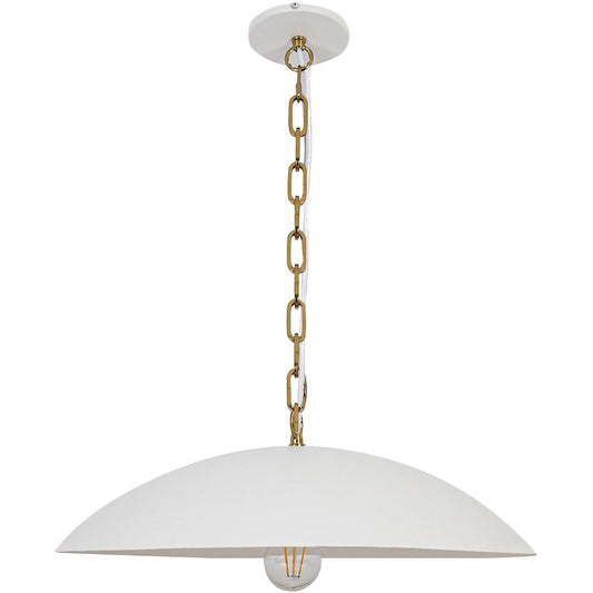 Dainolite Ofelia 20in 1-Light Pendant | Transitional Matte White and Aged Brass Metal | Kitchen Island & Dining Room | Model OFE-191P-MW-AGB