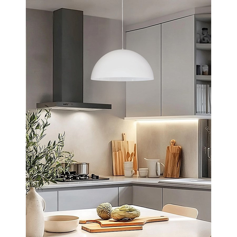 Dainolite Ofelia 20in 1-Light Pendant | Transitional Matte White Metal | Kitchen Island & Dining Room | 20 x 20 x 10 in | Model OFE-201P-MW