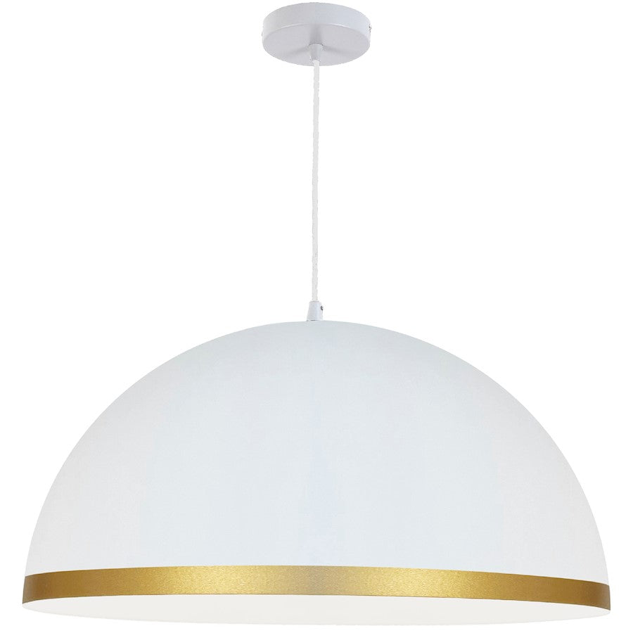Dainolite Ofelia 20in 1-Light Pendant | Transitional Matte White and Gold Metal | Kitchen Island & Dining Room | Model OFE-201P-MW-GLD
