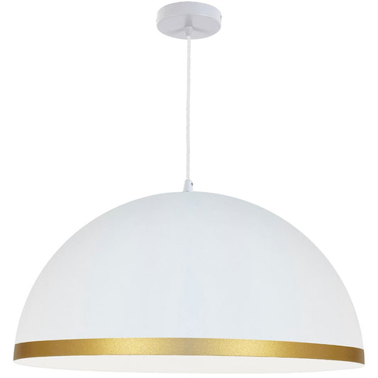 Dainolite Ofelia 20in 1-Light Pendant | Transitional Matte White and Gold Metal | Kitchen Island & Dining Room | Model OFE-201P-MW-GLD