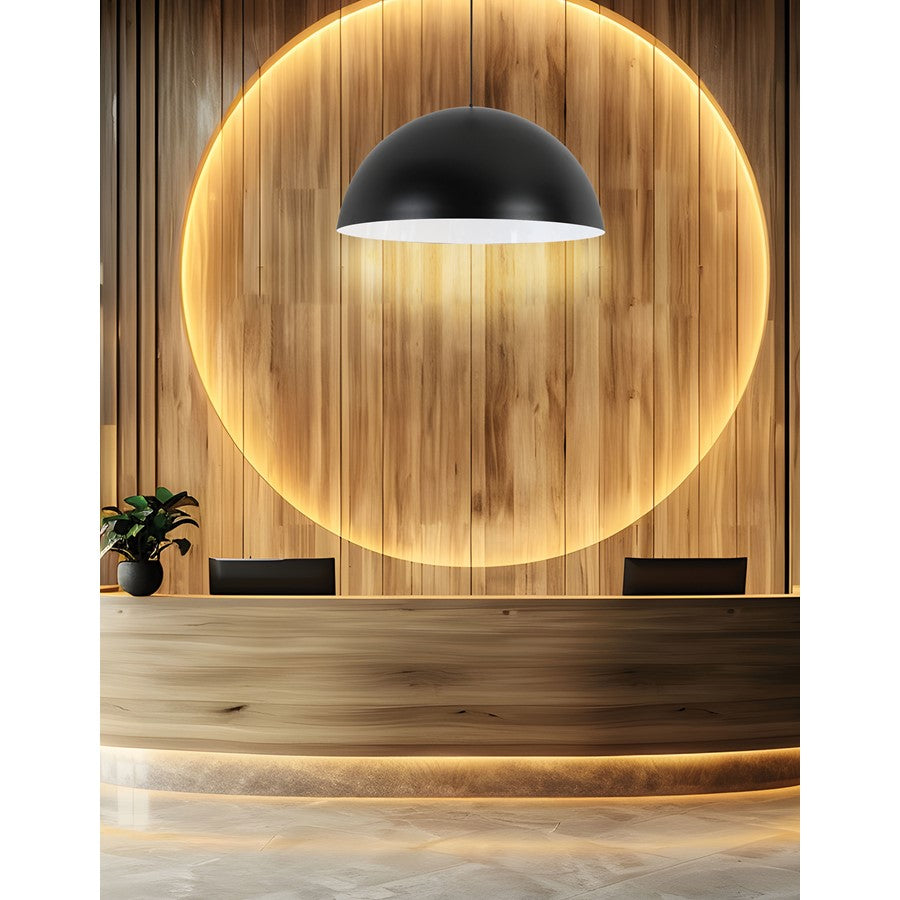 Dainolite Ofelia 31in 1-Light Pendant | Transitional Matte Black and White Metal | Kitchen Island & Dining Room | Model OFE-311P-MB