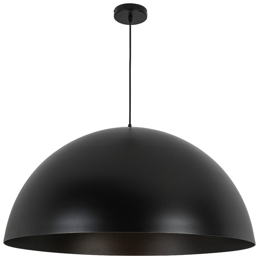 Dainolite Ofelia 31in 1-Light Dome Pendant | Transitional Matte Black Metal | Kitchen Island & Foyer | 31 x 31 x 16 in | Model OFE-311P-MB-MB