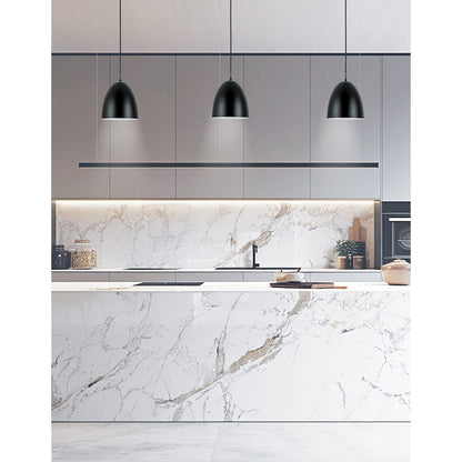 Dainolite Ofelia 8in 1-Light Dome Pendant | Transitional Matte Black Metal | Kitchen Island & Bar | 8 x 8 x 7 in | Model OFE-71P-MB