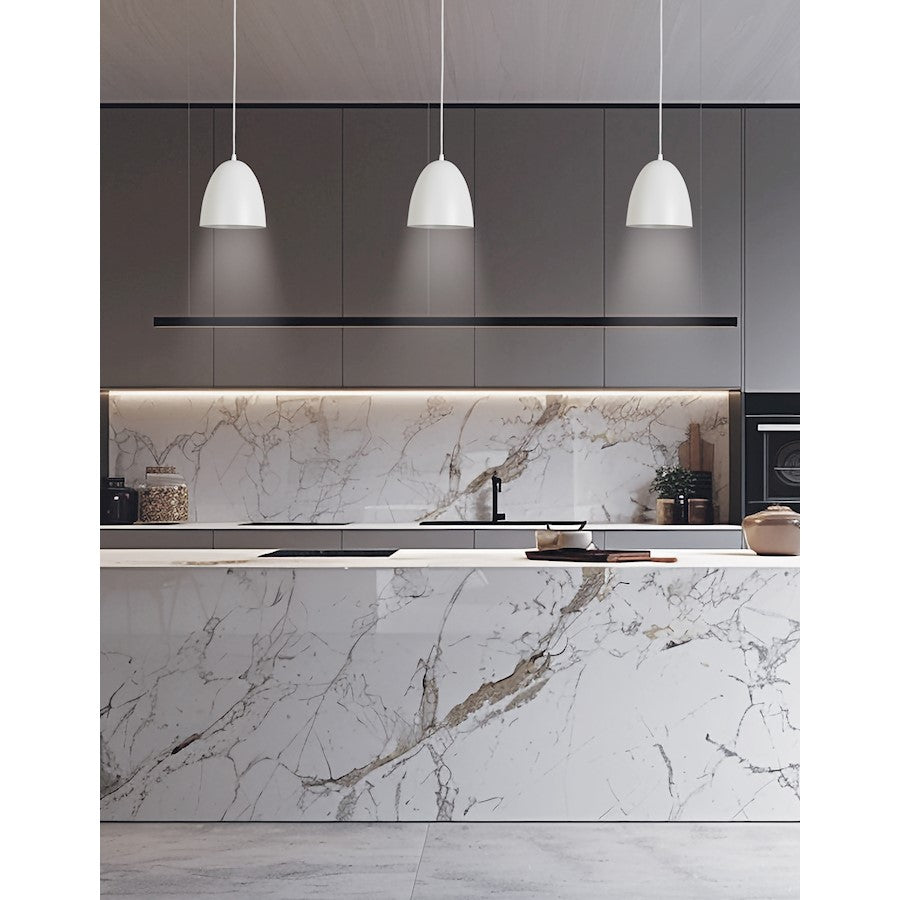 Dainolite Ofelia 8in 1-Light Dome Pendant | Transitional Matte White Metal | Kitchen Island & Bar | 8 x 8 x 7 in | Model OFE-71P-MW
