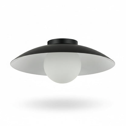 Dainolite Olivia 15.75in 1-Light Flush Mount | Contemporary Matte Black Metal and Opal Glass | Bathroom & Hallway | 15.75 x 15.75 x 4 | Model OLV-151FH-MB
