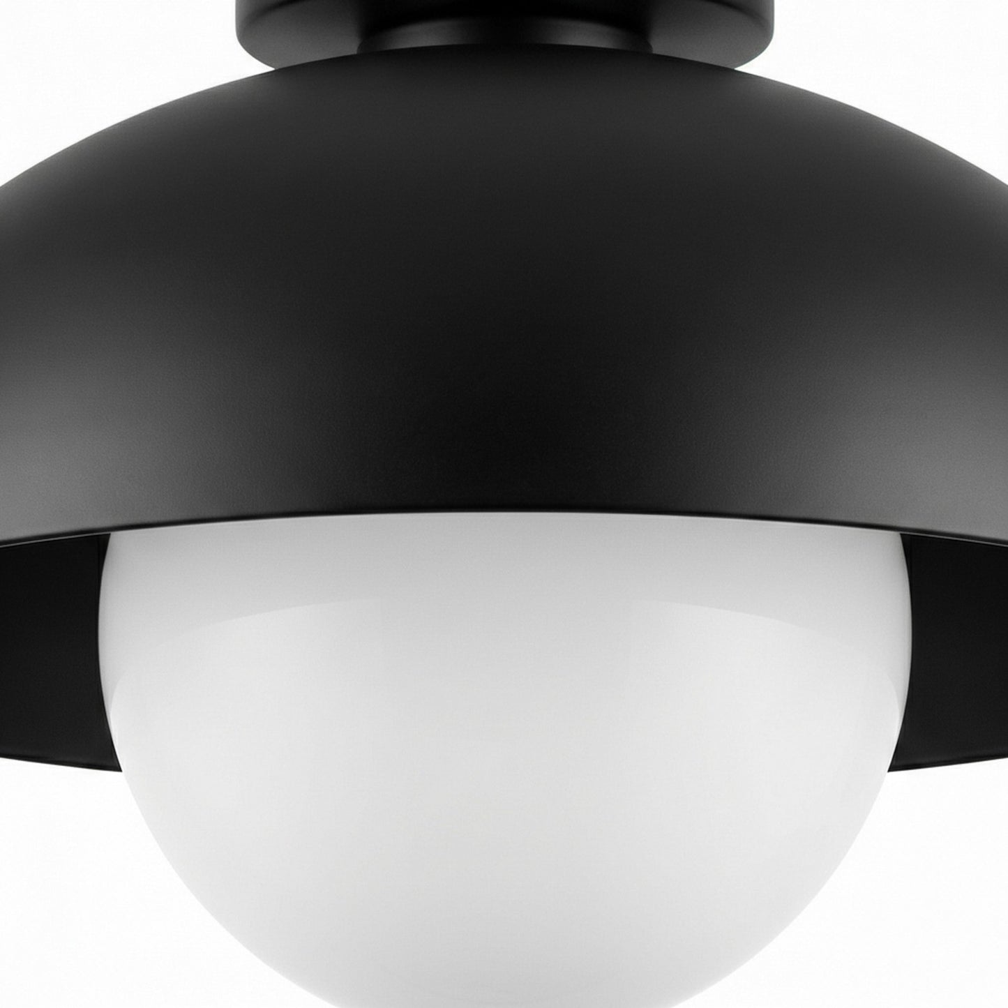 Dainolite Olivia 15.75in 1-Light Flush Mount | Contemporary Matte Black Metal and Opal Glass | Bathroom & Hallway | 15.75 x 15.75 x 4 | Model OLV-151FH-MB