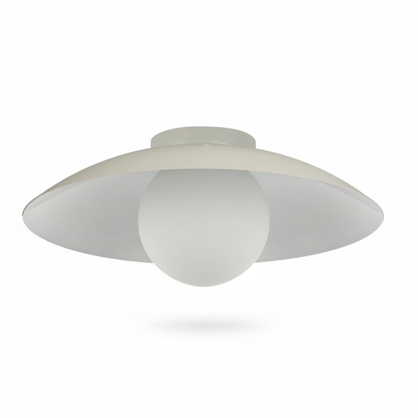 Dainolite Olivia 15.75in 1-Light Flush Mount | Contemporary Matte Beige Metal and Opal Glass | Bathroom & Hallway | 15.75 x 15.75 x | Model OLV-151FH-MBG