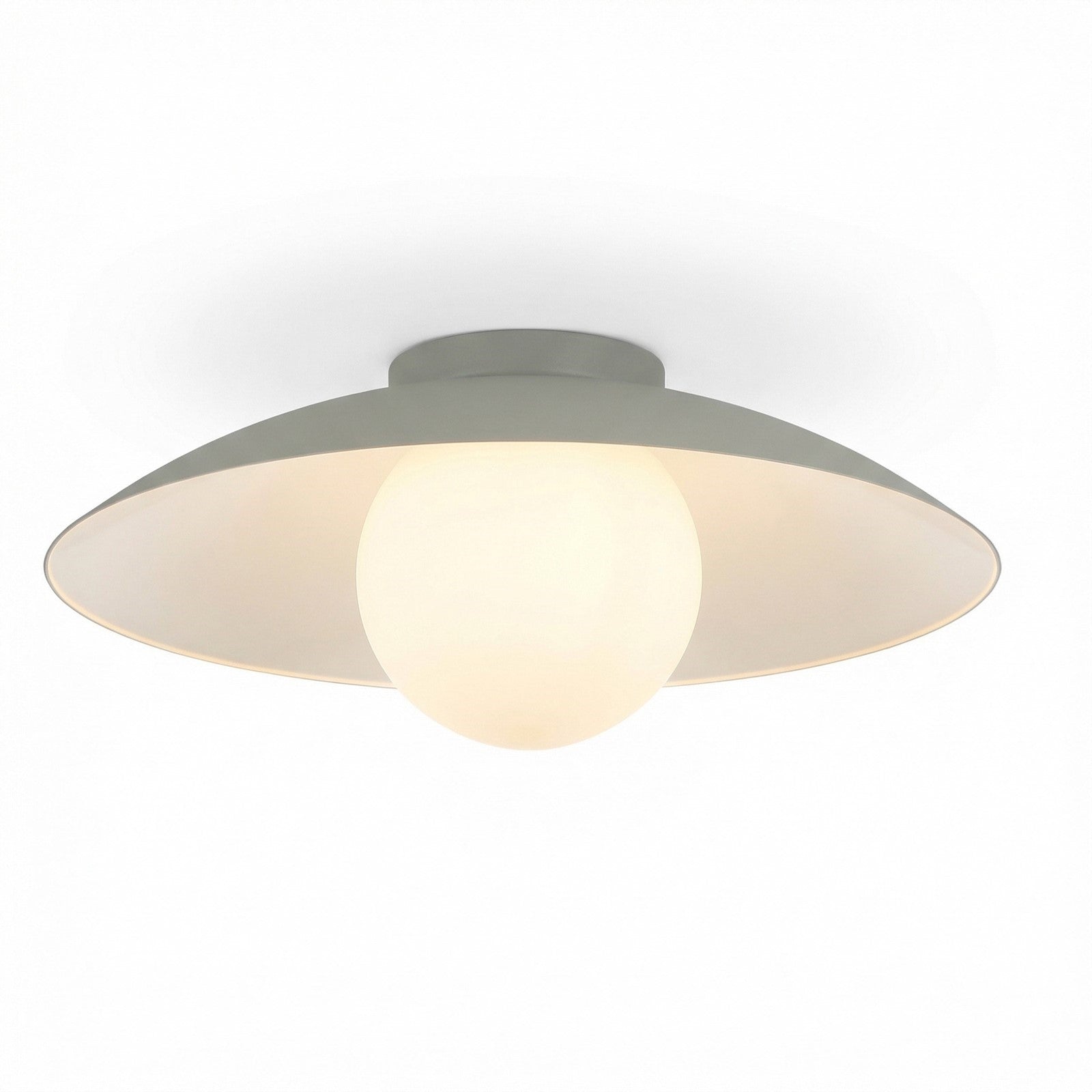 Dainolite Olivia 15.75in 1-Light Flush Mount | Contemporary Matte Linen Metal and Opal Glass | Bathroom & Hallway | 15.75 x 15.75 x | Model OLV-151FH-MLN