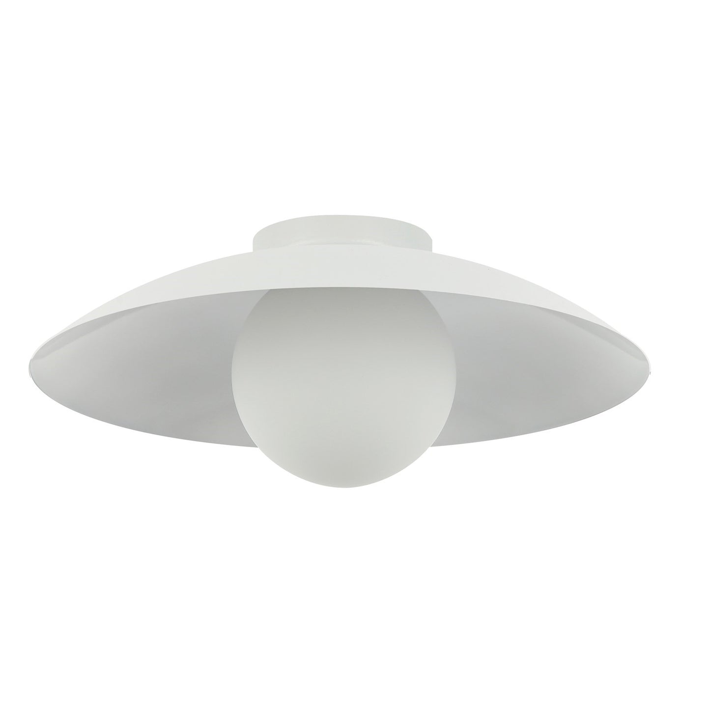 Dainolite Olivia 15.75in 1-Light Flush Mount | Contemporary Matte White Metal and Opal Glass | Bathroom & Hallway Ceiling Light | Model OLV-151FH-MW