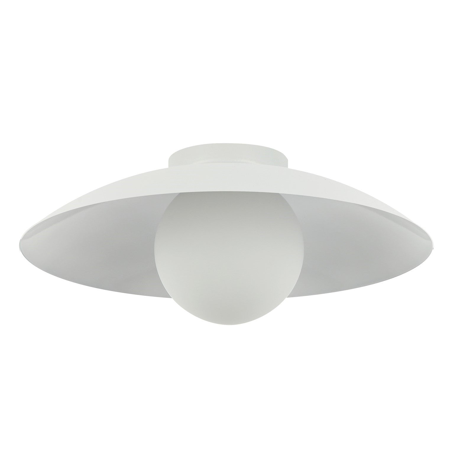 Dainolite Olivia 15.75in 1-Light Flush Mount | Contemporary Matte White Metal and Opal Glass | Bathroom & Hallway Ceiling Light | Model OLV-151FH-MW