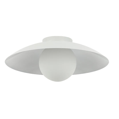 Dainolite Olivia 15.75in 1-Light Flush Mount | Contemporary Matte White Metal and Opal Glass | Bathroom & Hallway Ceiling Light | Model OLV-151FH-MW