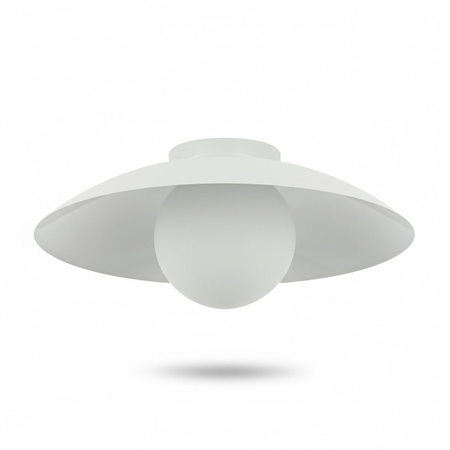Dainolite Olivia 15.75in 1-Light Flush Mount | Contemporary Matte White Metal and Opal Glass | Bathroom & Hallway Ceiling Light | Model OLV-151FH-MW