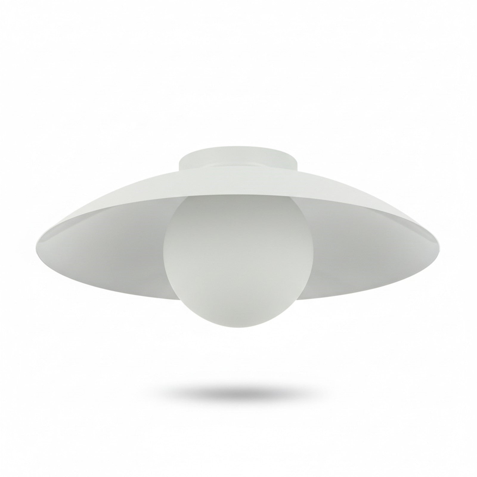 Dainolite Olivia 15.75in 1-Light Flush Mount | Contemporary Matte White Metal and Opal Glass | Bathroom & Hallway Ceiling Light | Model OLV-151FH-MW