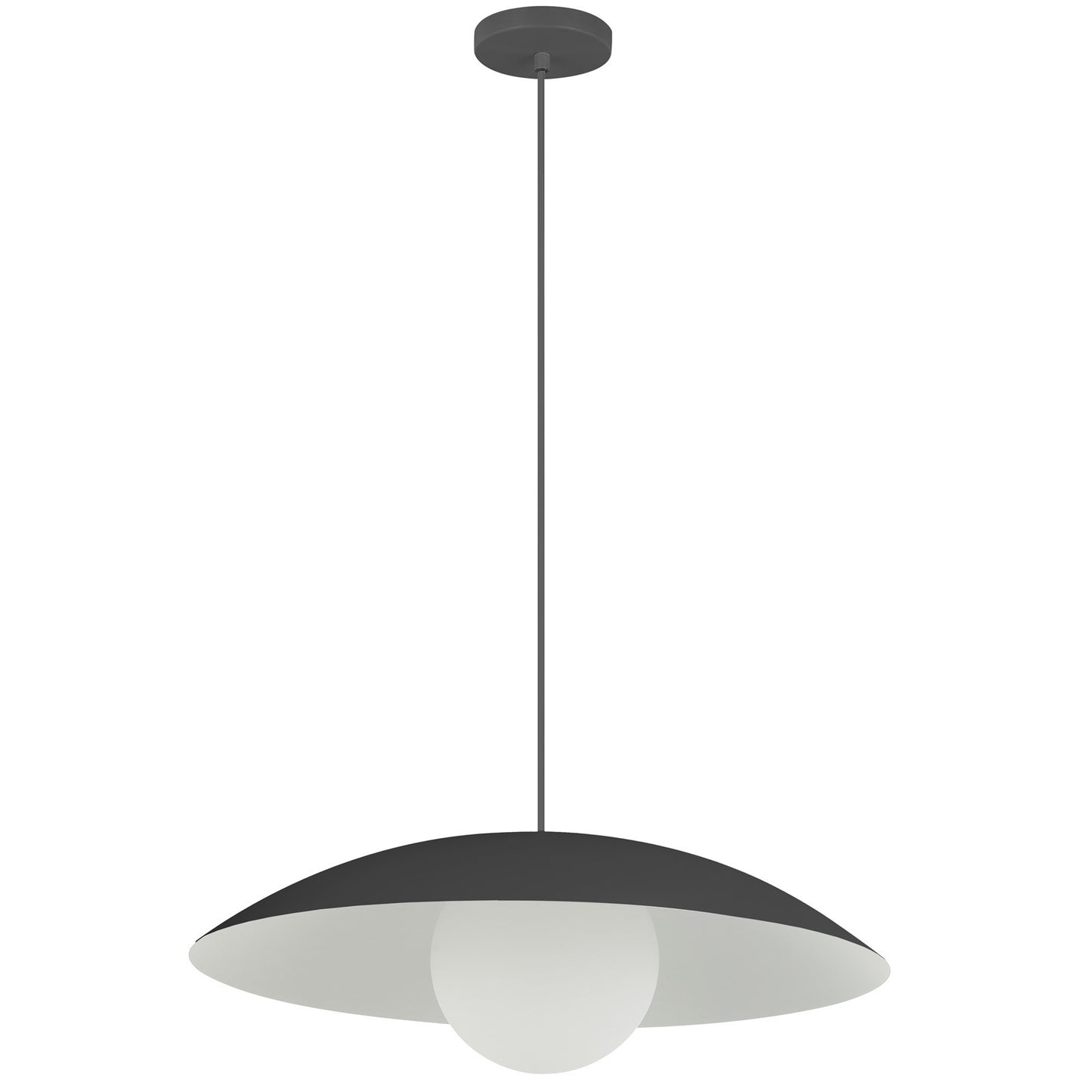 Dainolite Olivia 15.75in 1-Light Pendant | Contemporary Matte Black Metal and Opal Glass | Kitchen Island & Bathroom | 15.75 x 15.75 x | Model OLV-151P-MB