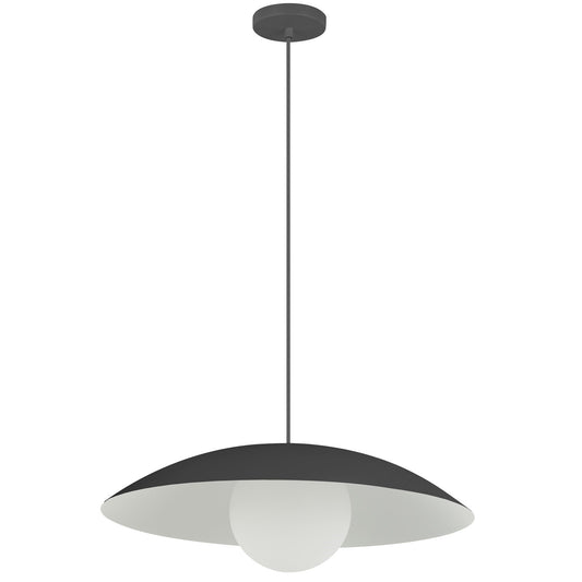 Dainolite Olivia 15.75in 1-Light Pendant | Contemporary Matte Black Metal and Opal Glass | Kitchen Island & Bathroom | 15.75 x 15.75 x | Model OLV-151P-MB