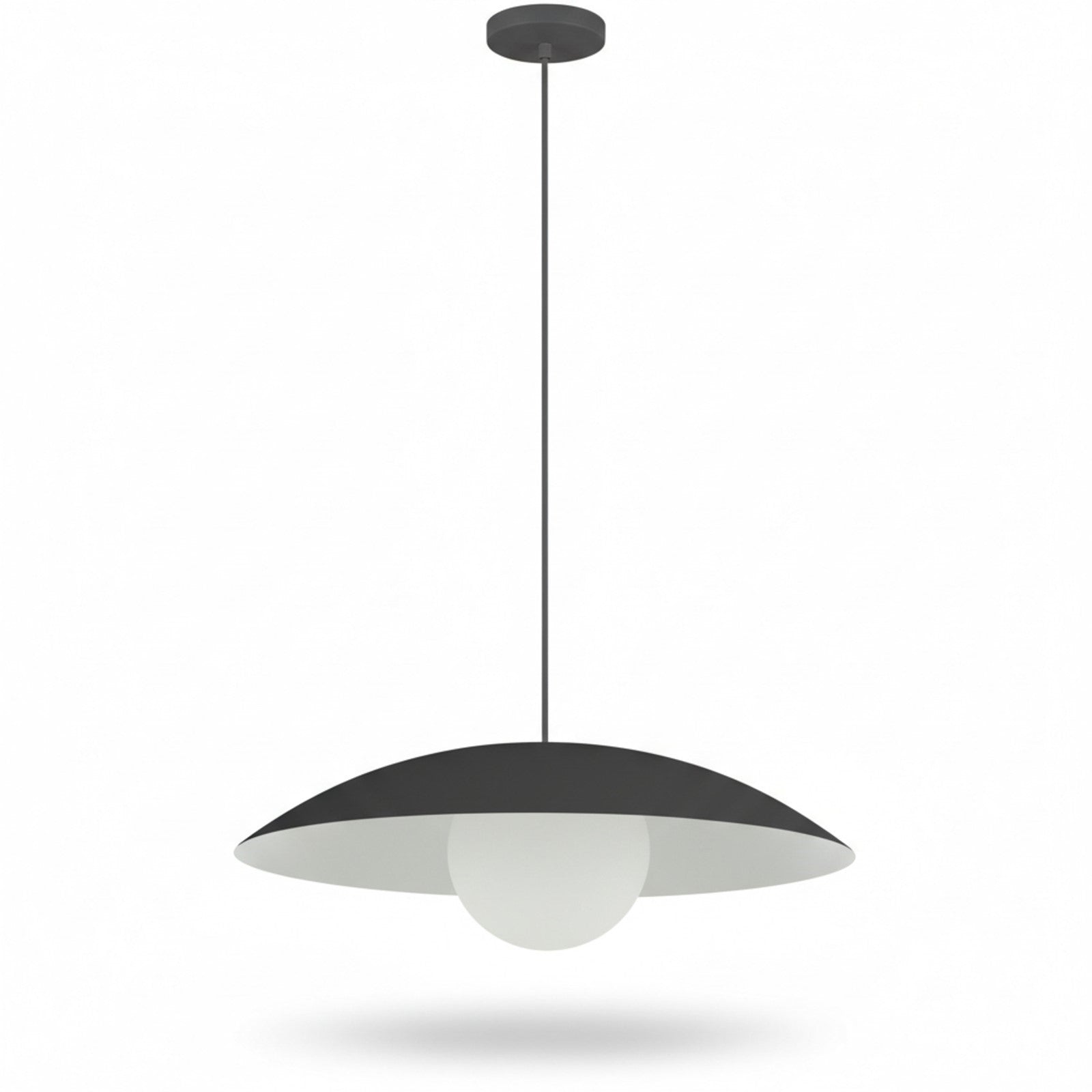 Dainolite Olivia 15.75in 1-Light Pendant | Contemporary Matte Black Metal and Opal Glass | Kitchen Island & Bathroom | 15.75 x 15.75 x | Model OLV-151P-MB