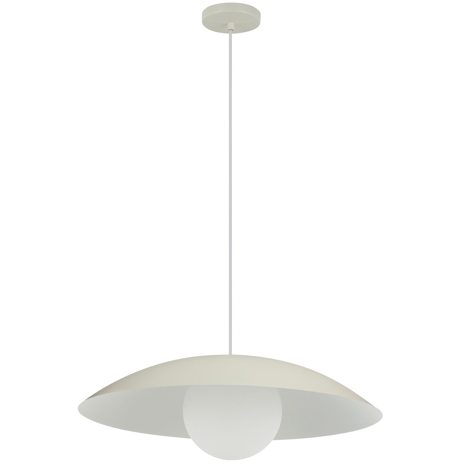 Dainolite Olivia 15.75in 1-Light Pendant | Contemporary Matte Beige Metal and Opal Glass | Kitchen Island & Bathroom | 15.75 x 15.75 | Model OLV-151P-MBG
