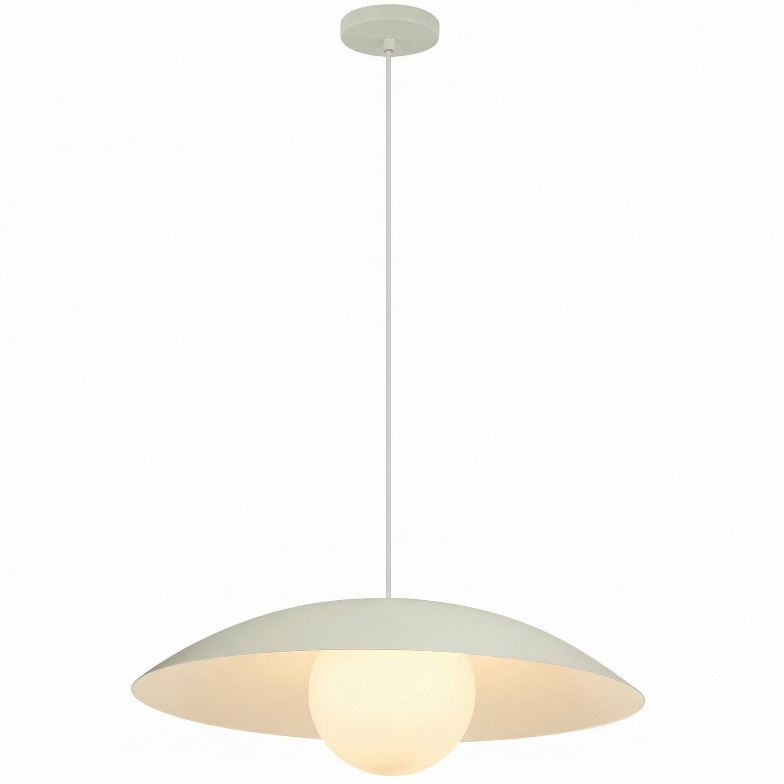 Dainolite Olivia 15.75in 1-Light Pendant | Contemporary Matte Beige Metal and Opal Glass | Kitchen Island & Bathroom | 15.75 x 15.75 | Model OLV-151P-MBG
