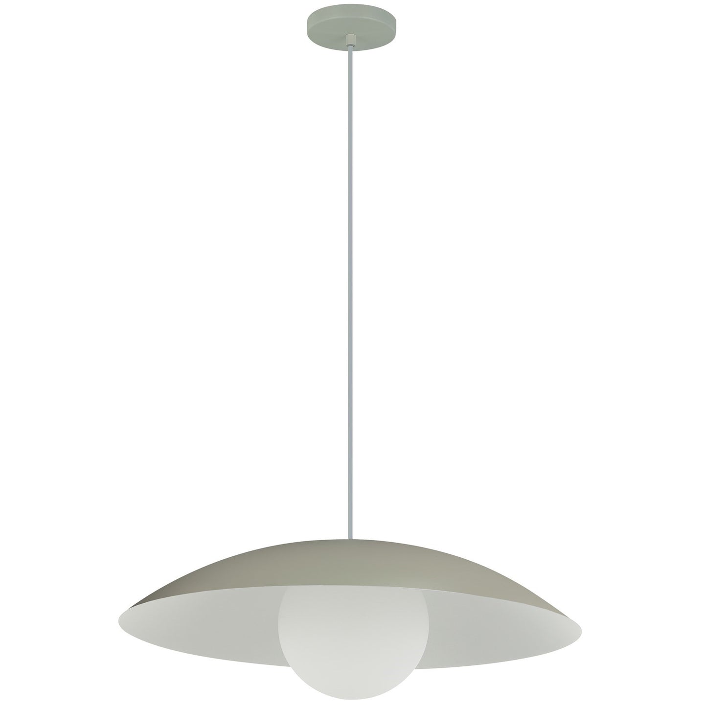 Dainolite Olivia 15.75in 1-Light Pendant | Contemporary Matte Linen Metal and Opal Glass | Kitchen Island & Bathroom | 15.75 x 15.75 | Model OLV-151P-MLN