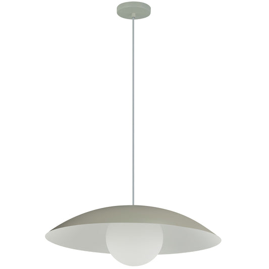 Dainolite Olivia 15.75in 1-Light Pendant | Contemporary Matte Linen Metal and Opal Glass | Kitchen Island & Bathroom | 15.75 x 15.75 | Model OLV-151P-MLN