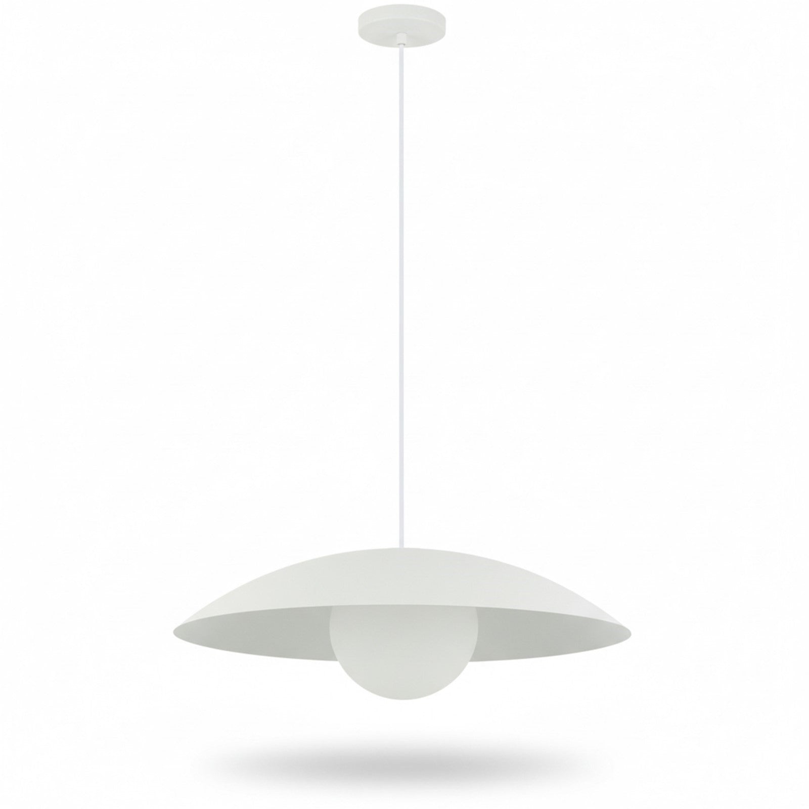 Dainolite Olivia 16in 1-Light Pendant | Contemporary Matte White Metal and Opal Glass | Kitchen Island & Bathroom | 15.75 x 15.75 x 4 | Model OLV-151P-MW