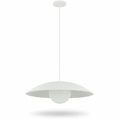 Dainolite Olivia 16in 1-Light Pendant | Contemporary Matte White Metal and Opal Glass | Kitchen Island & Bathroom | 15.75 x 15.75 x 4 | Model OLV-151P-MW